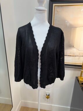 Classic Black V-Neck Button Cardigan